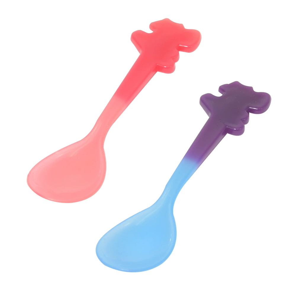 Холодная и Горячая изменение цвета советы ложка baby ложка мультфильм инъекции ложка pp изменение цвета Ложка изменение температуры ложка