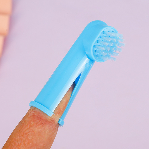 Wholesale three-piece pet toothbrush set, double-sided brush head, cat oral cleaning supplies, pet toothbrush