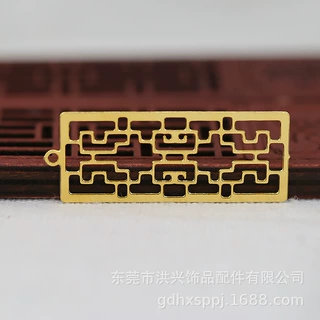洪兴DIY饰品铜24k保色17*42*0.8MM镂空方形小窗户材料发簪B705