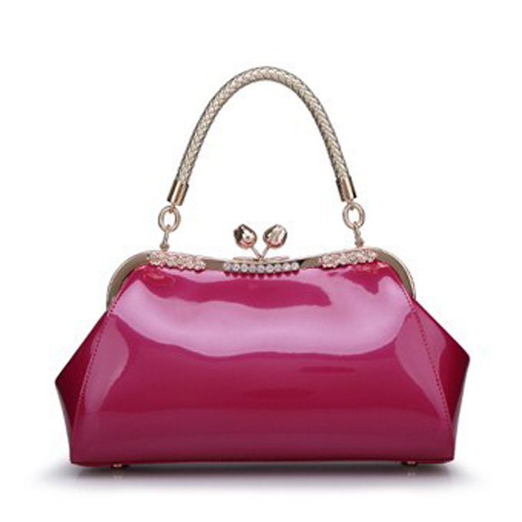 Bridal Wedding Bag 2021 Summer and Autumn New Fashion Clip Bright Patent Leather Women's Bag Crossbody Bag Handbag Shoulder Bag