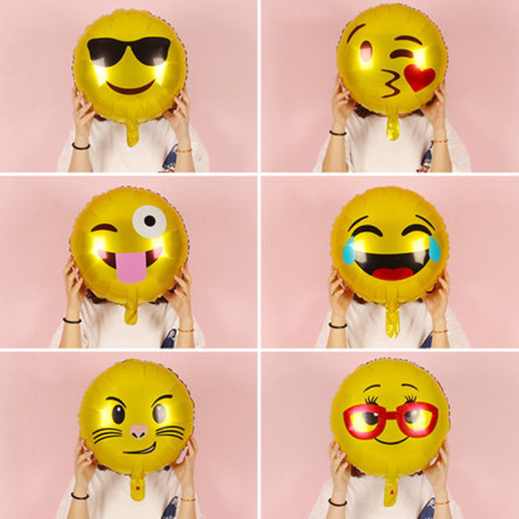 18 pulgadas sonriente bolsa de emoticones globo de película de aluminio globo de decoración de fiesta de cumpleaños globo de aluminio