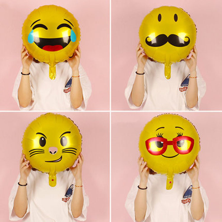 18 pulgadas sonriente bolsa de emoticones globo de película de aluminio globo de decoración de fiesta de cumpleaños globo de aluminio