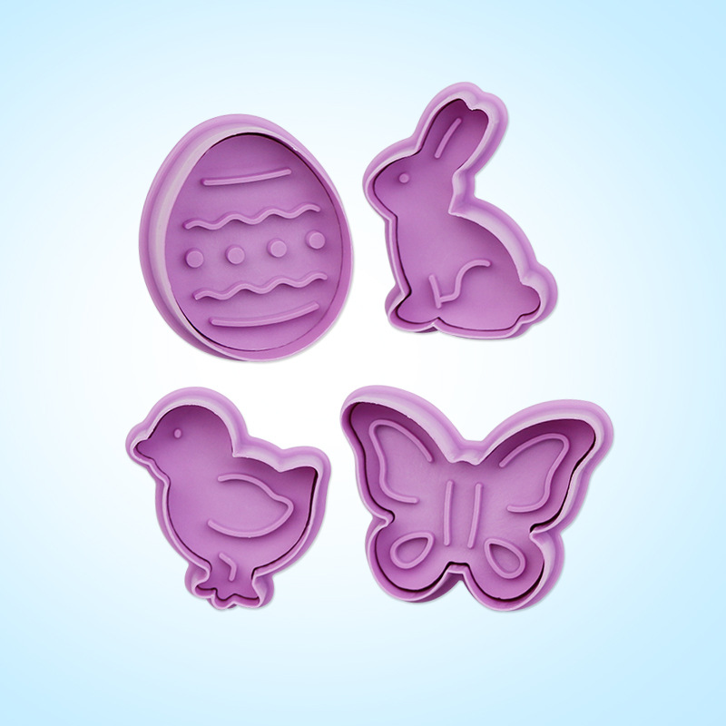 Juego de molde de galleta de Pascua Pollo Conejo Flor Huevo Pollo Conejo Cuete Cortar Torta Funda de galletas de fondant
