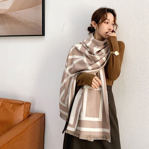  Korean version air-conditioning shawl versatile new imitation cashmere scarf women's winter versatile thickened double-sided student scarf