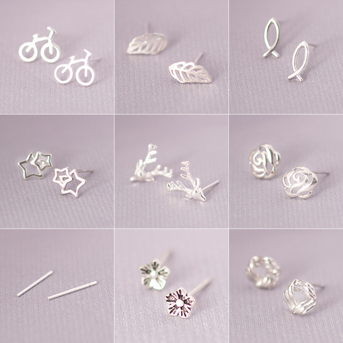 Collection 7 street stall supply 925 silver needle jewelry new 3D butterfly brushed plain silver earring for women elegant and sweet