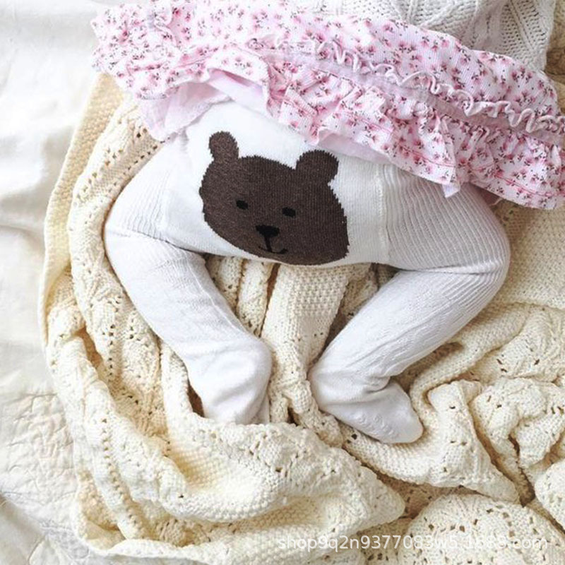 Polainas de los niños grandes PP alto elástico oso otoño e invierno Bebé estilo occidental ins estilo europeo y americano niños y niñas pantimedias