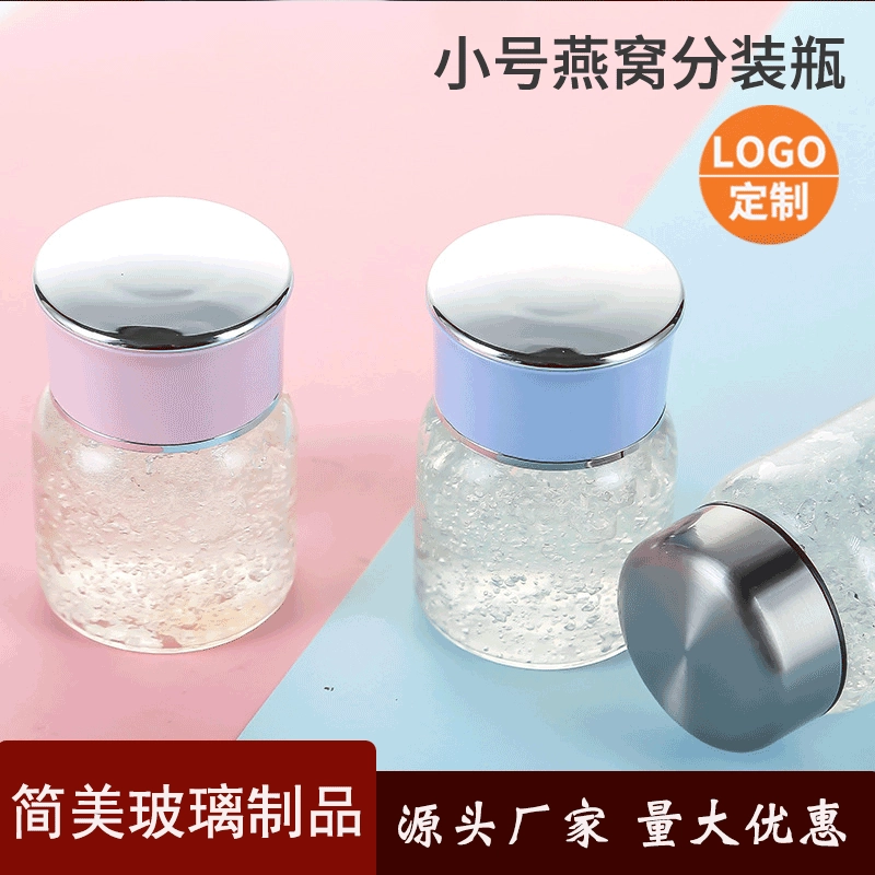 Индивидуальные 100 мл малого размера Птичье гнездо суб-упаковка оптом йогурт чашка стеклянная бутылка с крышкой может быть приготовлена на пару и приготовлена еда класс запечатаны банку