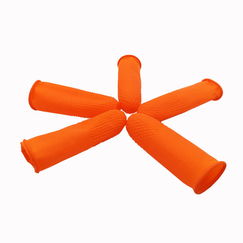 Industrial labor protection non-slip wear-resistant finger cots orange pitted latex rubber currency counting nail protection disposable finger cots