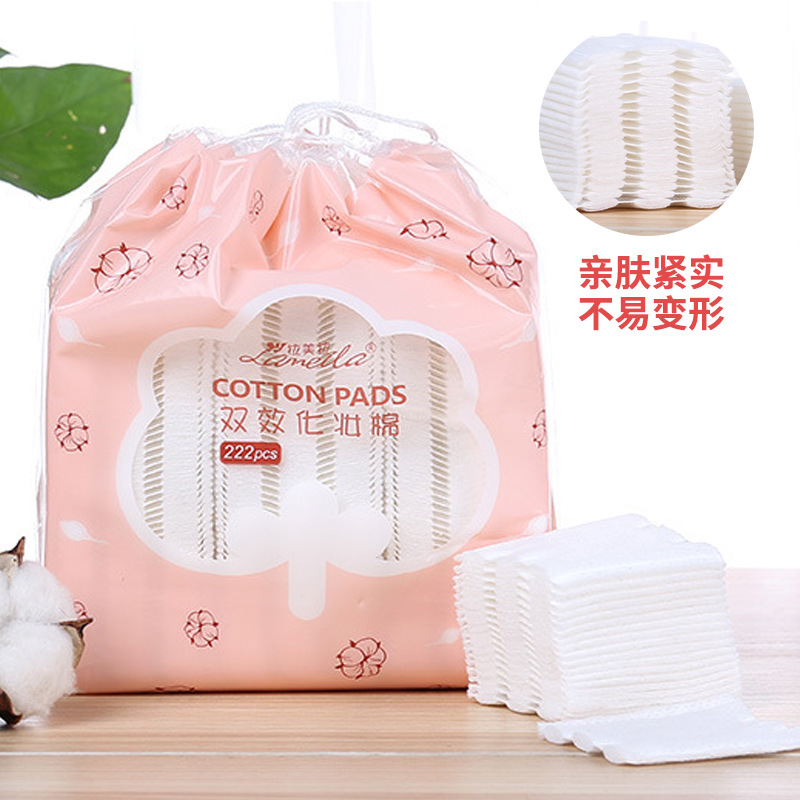 Ramila borde prensado sándwich de doble cara hoja de algodón cosmética 222 piezas bolsa engrosado borde prensado limpieza algodón CXT002