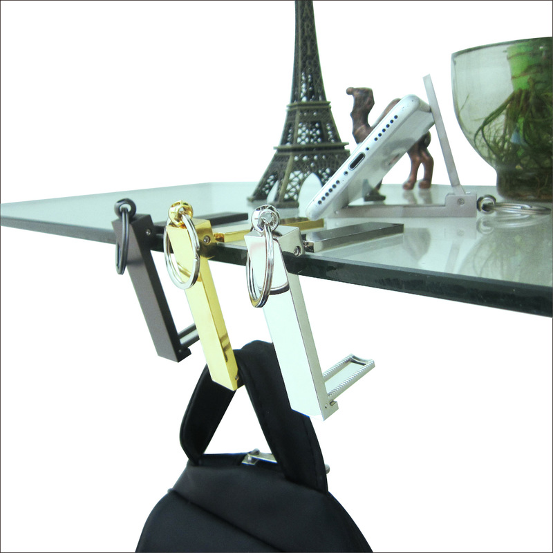 Zinc Alloy Bag Hook, Multifunctional Keychain for Hanging Heavy Objects, Matte Electroplated Bag Hook with Logo Printing Available