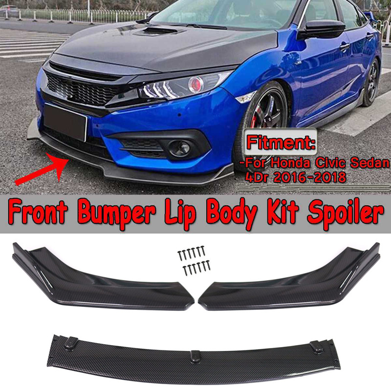 Car modification three-stage front shovel car modification carbon pattern front shovel front lip front bumper angle small surround