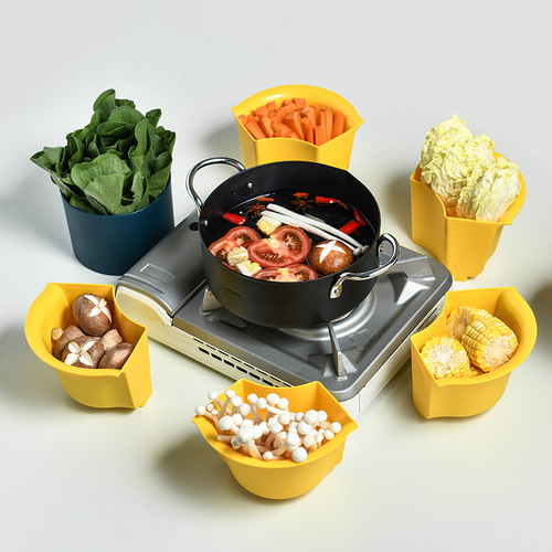 Double-layer rotating hot pot drain basket kitchen household creative multi-functional dish plate fruit platter washing vegetable basket dish basin