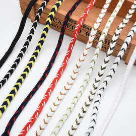 厂家直供金银丝编织扁绳蛇腹线K绳涤纶民族编织绳服装辅料手提绳