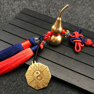Copper gourd car hanging car pendant pure copper Great Compassion Mantra Heart Sutra car pendant Chinese knot double tassel car interior