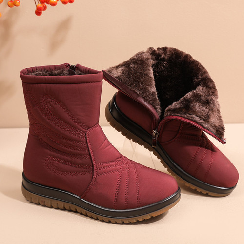 Cross-border snow boots for women, velvet, thickened, waterproof, non-slip, warm, non-slip, middle-aged elderly cotton shoes, mother's boots