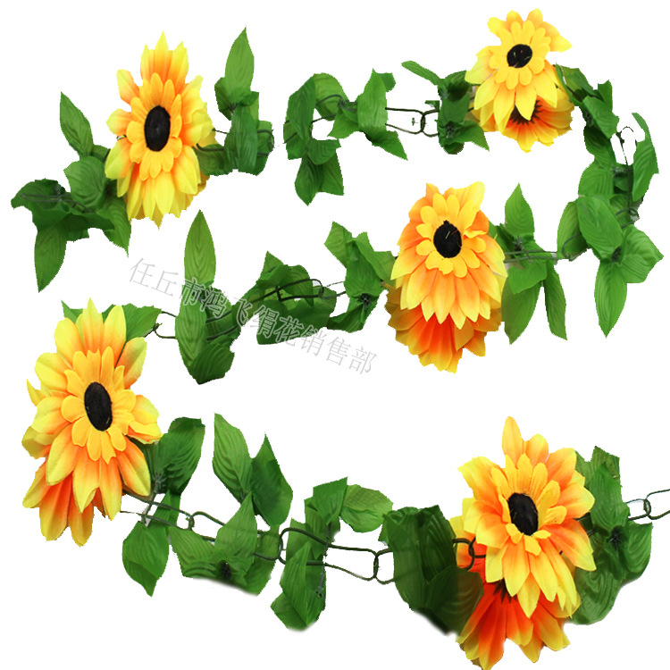 Simulación de vid de sol girasol cadena de tubería decoración vid de flores simulación de plantas de sol