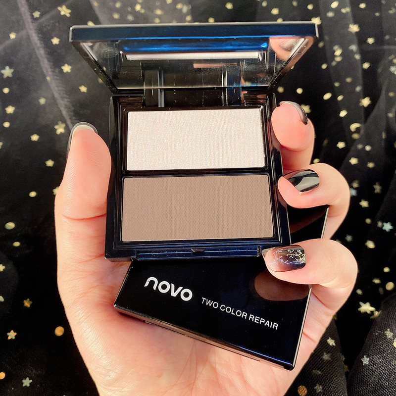 Makeup N0VO two-color repair plate shadow modification face highlight brightening V face slimming brightening pearlescent powder