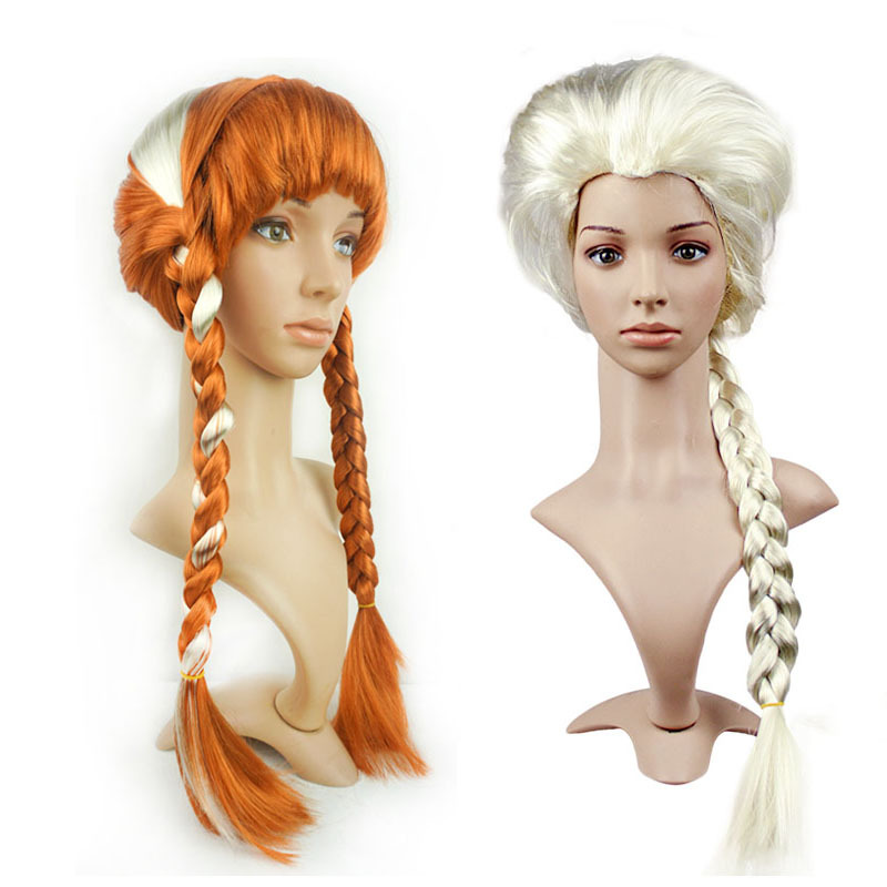 Hielo y nieve vestir Aisha peluca Anna Qiyuan juego de rol apoyos hermanas tocado solo trenza doble trenza gruesa