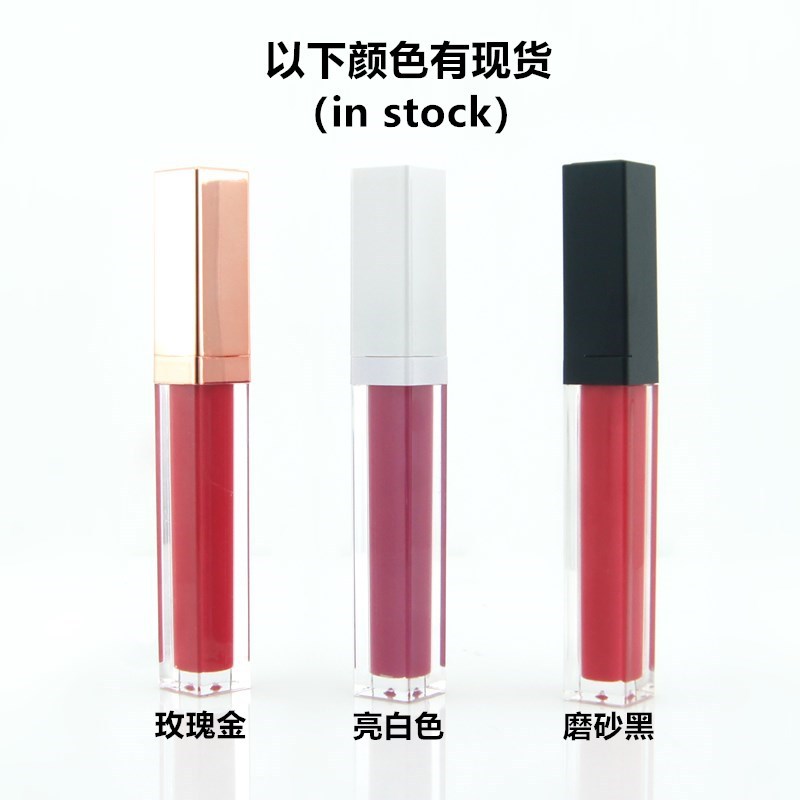 En stock venta al por mayor 5ml rosa de oro cuadrado labio esmalte tubo de brillo de labios tubo de lápiz labial tubo vacío logotipo imprimible
