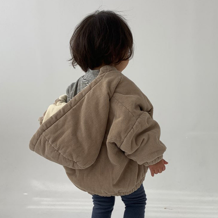 Invierno de moda nuevo estilo niños y niñas estilo japonés y coreano ins vintage PANA gruesa cremallera cardigan Coat
