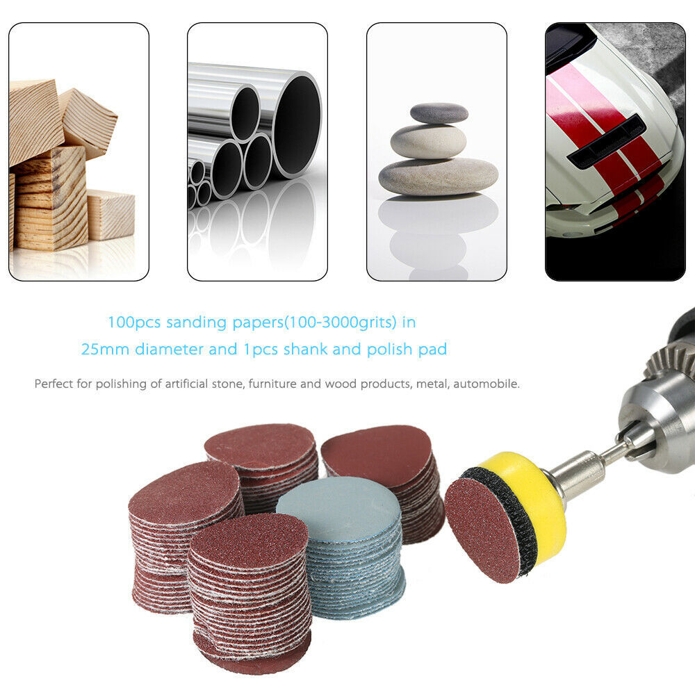 25mm砂纸套装1寸砂纸打磨抛光纸垫磨料砂纸混合套装100片砂纸打磨