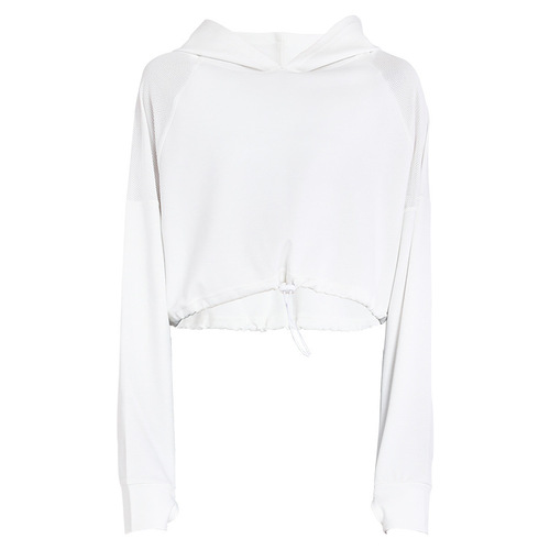 Cross-border European and American hooded sports blouse women's loose fitness wear spring and autumn running sweatshirt long-sleeved yoga top wholesale