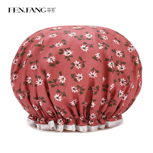 Cotton Cartoon Waterproof Shower Cap for Women Adult Double Print Bath Cute Color Denim Beauty Hat Washing Hair Cap Shower Hat