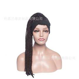 外贸新款头巾假发 欧美非洲辫子假发化纤高温丝假发头套 许昌厂家