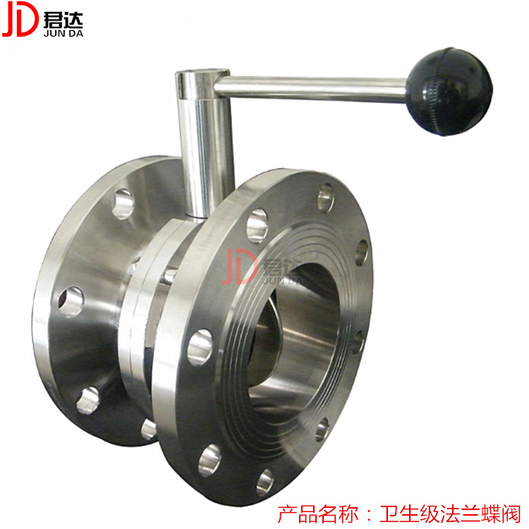 304不锈钢法兰蝶阀/卫生级圆形法兰手动式专用风管高压耐腐蚀