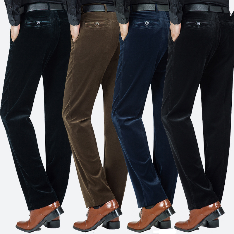 Spring Autumn and Winter Middle-aged Men's Casual Pants Stretch Pants Loose Corduroy fleece-lined Thickened Dad Pants Spring Autumn and Winter Middle-aged Men's Casual Pants Stretch Pants Loose Corduroy fleece-lined Thickened Dad Pants