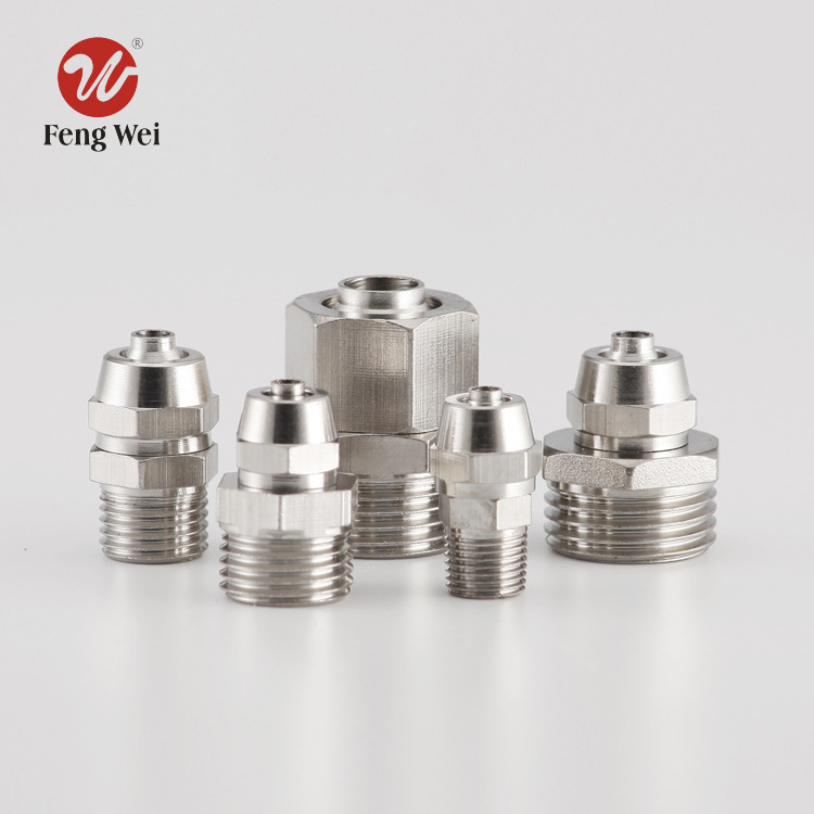 厂家直销铜镀镍快拧直通  PU管接头 气管锁母接头 气动元件