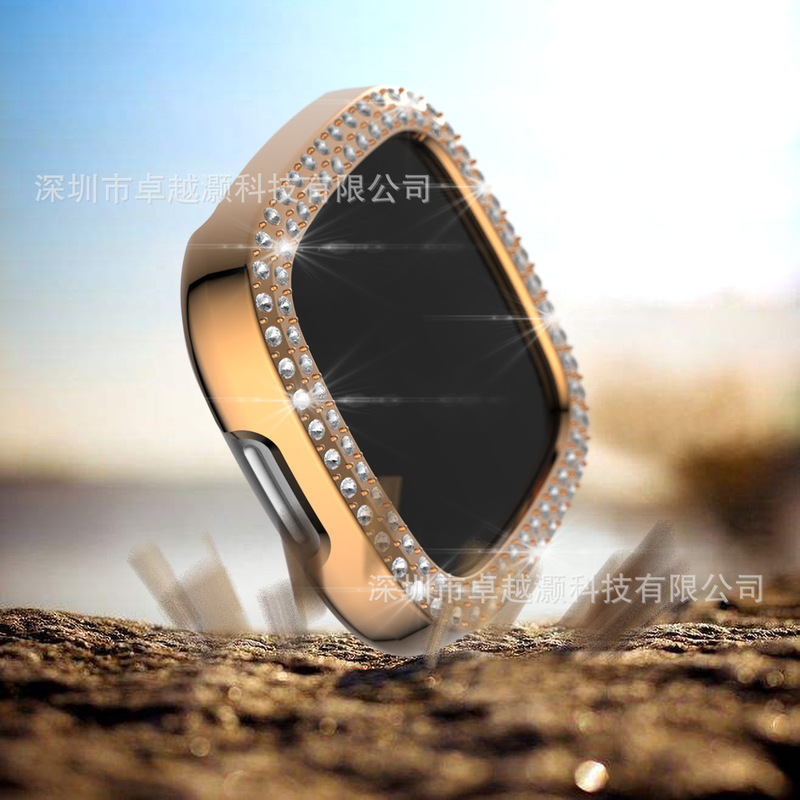 Suitable for Fitbit Versa3/Sense New Smart Double Row Flash Diamond Protective Case