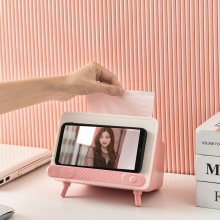 创意电视机纸巾盒家用桌面收纳盒多功能抽纸盒简约手机平板置物架