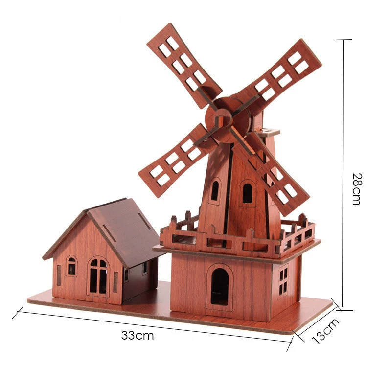 3D Wooden Puzzle House DIY Kit — Bamboo Finish, Multi-Style Model, Easy Assembly