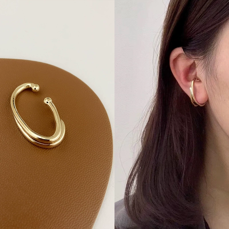 Универсальные ушные клипсы с цирконием, позолота 14K, бес piercing, легкий дизайн