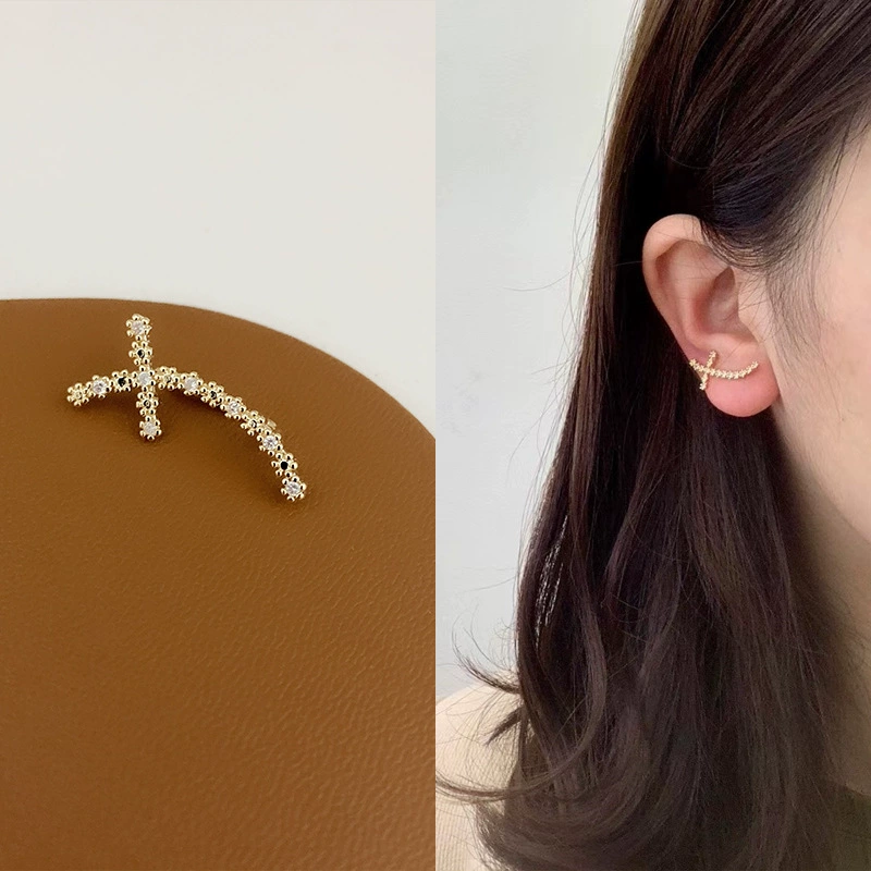 Универсальные ушные клипсы с цирконием, позолота 14K, бес piercing, легкий дизайн