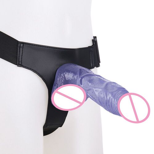F143 Triangular Wearable Big Cute Simulation Penis Sleeve, Wearable Penis Leather Pants – Women's Lesbian Fetish Toy F19