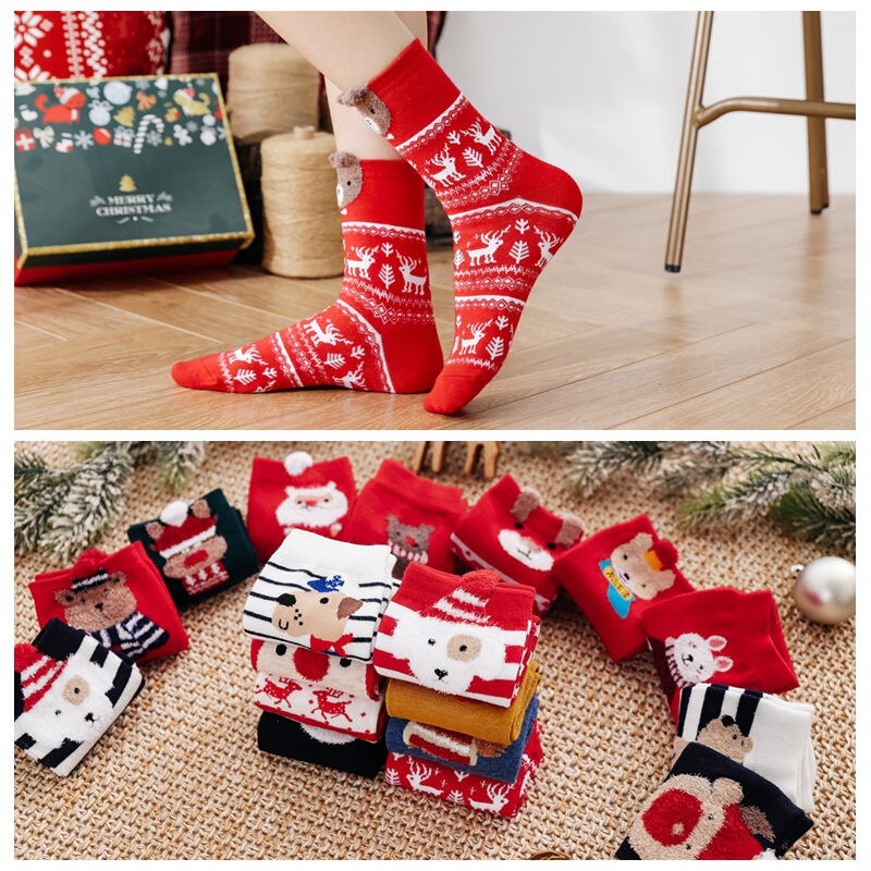 2026 Christmas Socks, Colorful Cotton, Bright Red New Year Socks, Cartoon Animal 3D Ears, Large Cotton, Autumn and Winter Cute Women's Socks 2026 Christmas Socks, Colorful Cotton, Bright Red New Year Socks, Cartoon Animal 3D Ears, Large Cotton, Autumn and Winter Cute Women's Socks