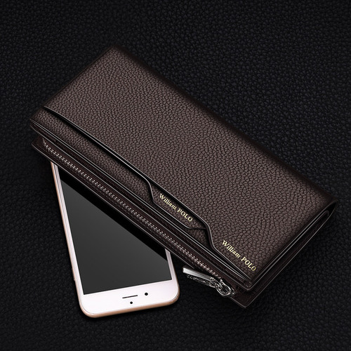 Paul wallet men's long wallet men's genuine leather multi-card slot card holder anti-theft driver's license leather wallet wholesale