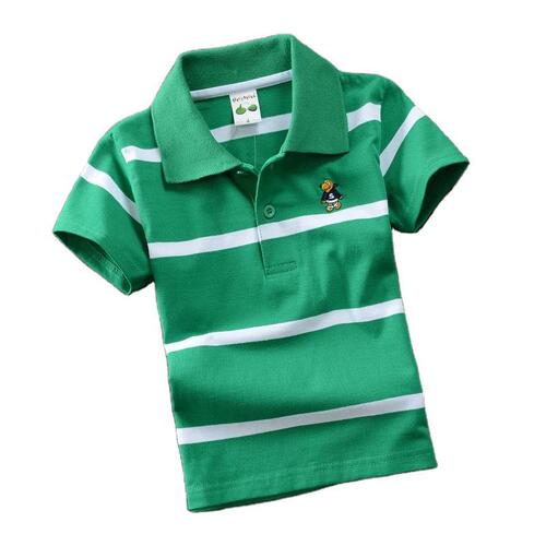 kids children's t-shirt summer clothing new children's cotton striped short-sleeved polo shirt lapel small and medium-sized children's factory direct sales