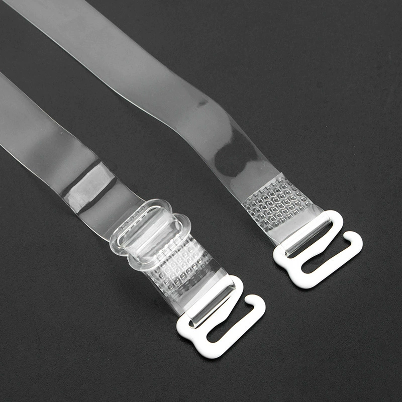 Transparent Adjustable Bra Straps, TPU Invisible Elastic, sizes 1.0–1.8 cm, plastic or stainless buckles