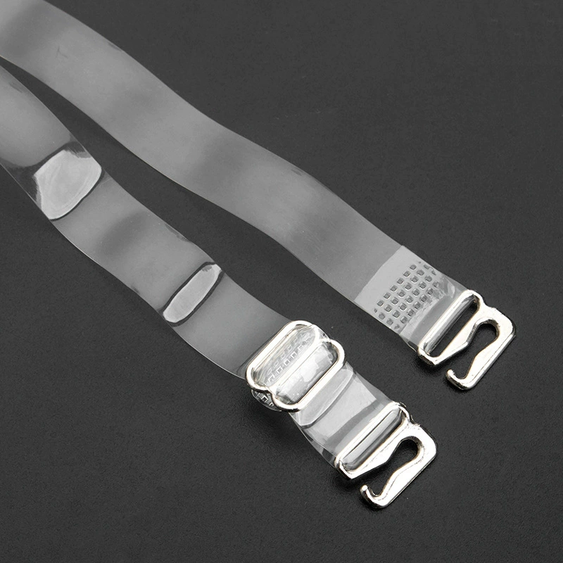 Transparent Adjustable Bra Straps, TPU Invisible Elastic, sizes 1.0–1.8 cm, plastic or stainless buckles