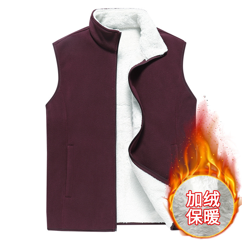 Chaleco de lana polar de invierno personalizado ropa de hombre con forro polar más tamaño cálido fleece Chaleco de mediana edad y ancianos abrigo de lana de cordero