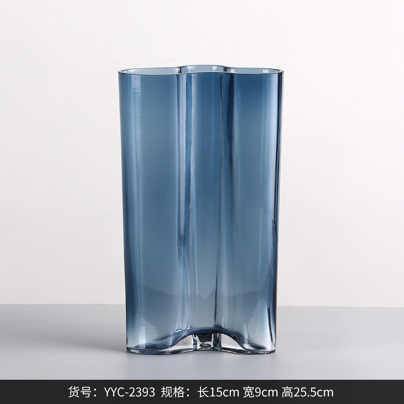 Best West High-end Legendary Lake Style Geometric Transparent Flower Vessel Glass Vase Ornaments Home Soft Decoration