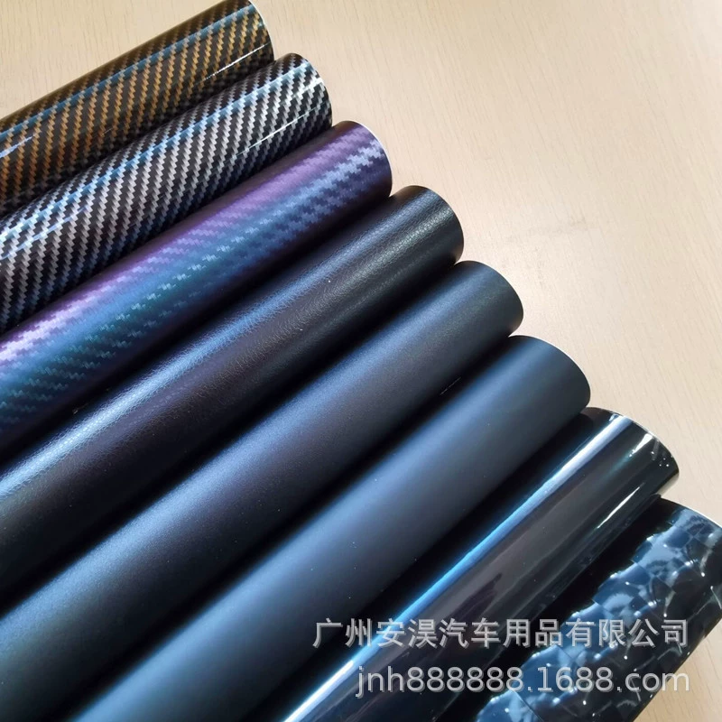 3D пленка для изменения цвета автомобиля из углеродного волокна, 5D пленка с текстурой кожи из углеродного волокна, переход от синего к фиолетовому, матовая глянцевая черная, 6D защитная наклейка для кузова автомобиля