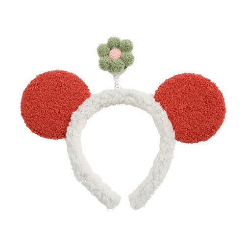 Korean style small flower headband for face wash, cute plush flower headband, Mickey headband, cartoon pressed hairpin, headband for girls
