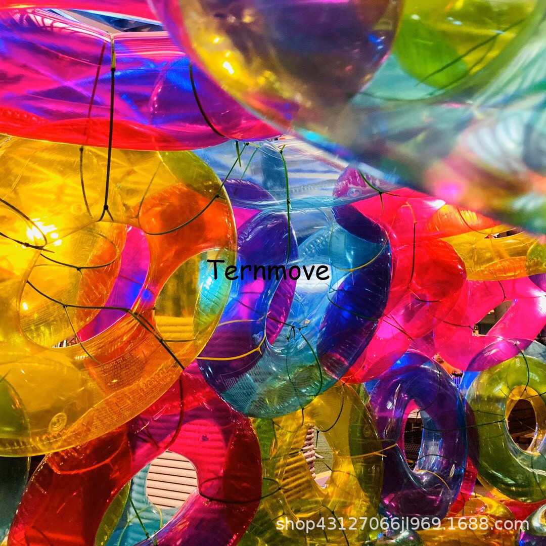 充气彩色泳圈商场酒吧吊挂悬挂美陈充气甜甜圈拍照道具装饰气模