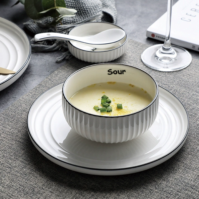 Ceramic Dinnerware Set (Brand) — Simple Elegant Home Tableware, Soup Bowl & Multi-Piece Kit