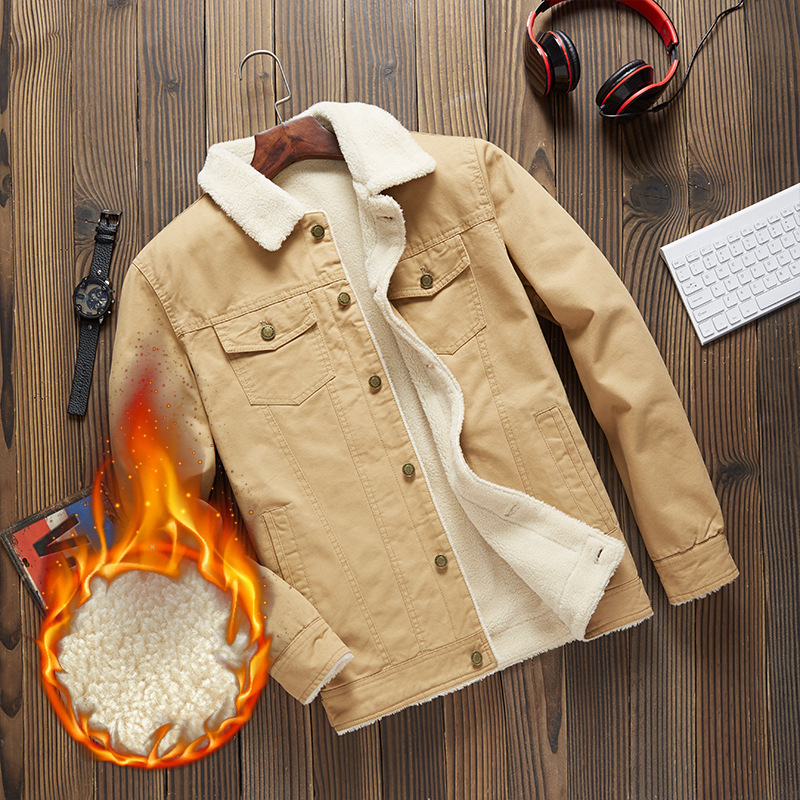Vêtements de travail en laine d'agneau pur coton plus veste de vol décontractée version coréenne tendance de la mode masculine à la mode_voghion.com