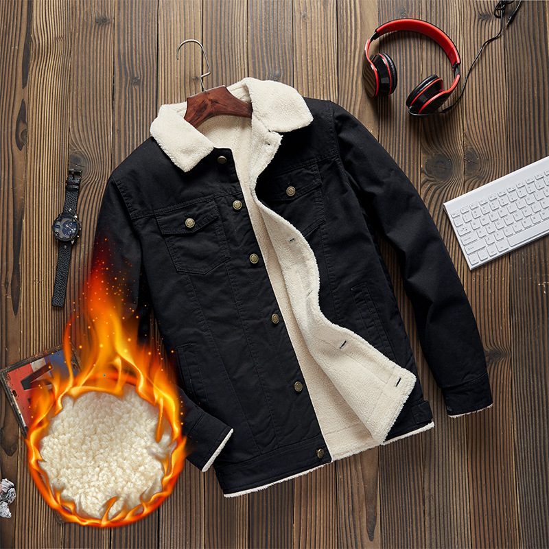 Vêtements de travail en laine d'agneau pur coton plus veste de vol décontractée version coréenne tendance de la mode masculine à la mode_voghion.com